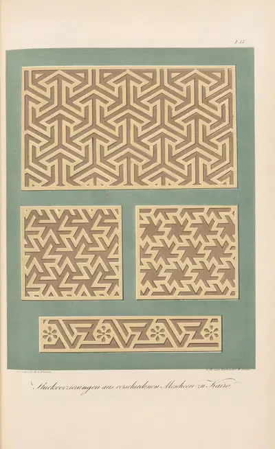 Stuckverzierungen aus verschiedenen Moschee zu Kairo by Friedrich Maximilian Hessemer, 1842 — digital art print download