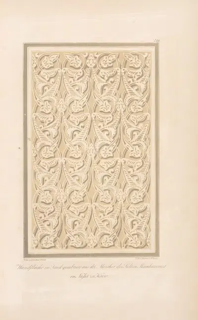 Wandfläche in Stuck geabeitet aus der Moschee des Sultan Mamhammed en Nassr zu Kairo by Friedrich Maximilian Hessemer, 1842…