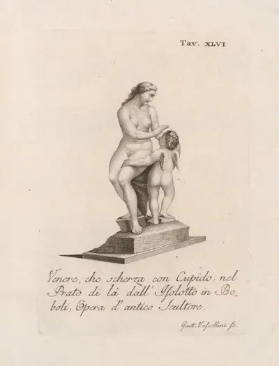 Венера, играющая с Купидоном; на лужайке за Изоллото в Боболи by Гаэтано Васкеллини, 1789 — digital art print download