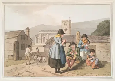 Вязальщицы из Уэнсли-Дейла, Плита 38 by Джордж Уокер, 1814 — digital art print download