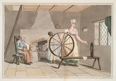 Женщина прядет, Плита 29 by Джордж Уокер, 1814 — digital art print download