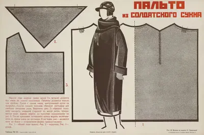 Пальто из солдатской ткани (Рис. В. Мухина по модели Ламановой), Таблица № 28 by Яков Александрович Тугендхольд, 1925 —…