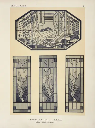 1, Гобелен, в Павильоне Лиможа; 2, Церковь; 3, Школа by Жак Грюбер, 1925 — digital art print download
