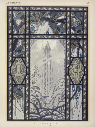 Фонтан, у Павильона Витража by Жак Грюбер, 1925 — digital art print download