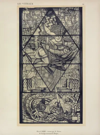 Святой Георгий, побеждающий дракона, в Павильоне Витража. by Жак Грюбер, 1925 — digital art print download