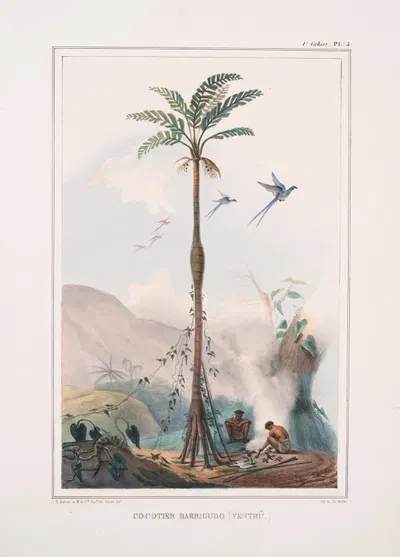 Кокосовая пальма с выпуклым стволом by Жан Батист Дебре, 1834 - 1839 — digital art print download