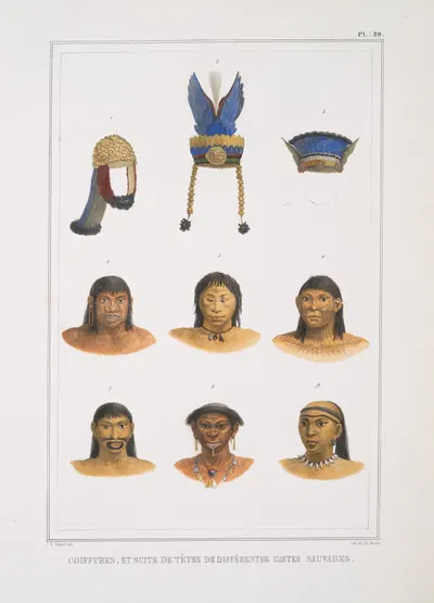 Прически и серия голов различных диких каст by Жан Батист Дебре, 1834 - 1839 — digital art print download