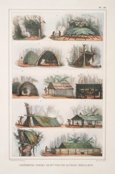 Разные формы хижин бразильских дикарей by Жан Батист Дебре, 1834 - 1839 — digital art print download