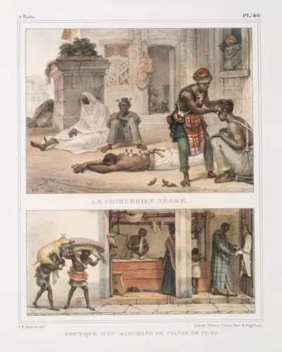 Негр-хирург; лавка мясника свинины by Жан Батист Дебре, 1834 - 1839 — digital art print download