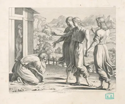 Angels Visit Lot by Konrád Wiesner, 1830 — digital art print download