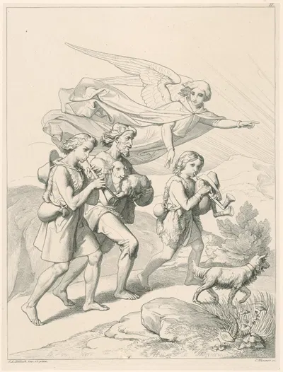 Shepherds travel to Bethlehem by Konrád Wiesner, 1840–1847 — digital art print download
