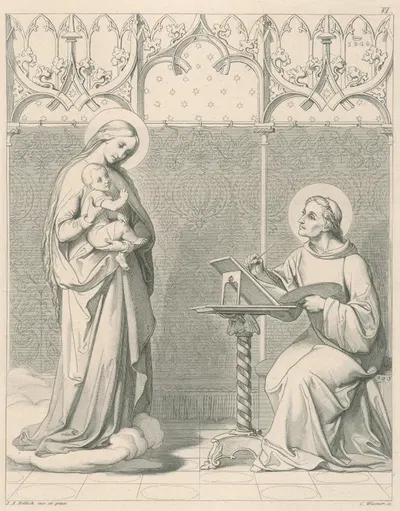 St. Luke paints the Virgin Mary by Konrád Wiesner, 1820–1850 — digital art print download