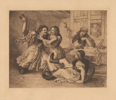 Hádka v krčme by Mihály Szemlér, 1864 — digital art print download
