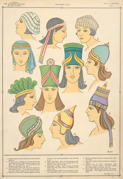 Ассирийские – прически, шляпы by Поль Луи де Жиффери, 1926-1927 — digital art print download