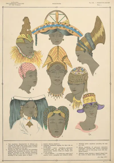 Primitive Races – Headdresses by Paul Louis de Giafferri, 1926-1927 — digital art print download