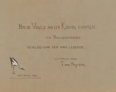 Titelprent voor 'Hoe de vogels aan een koning kwamen' by Theo van Hoytema, 1892 — digital art print download