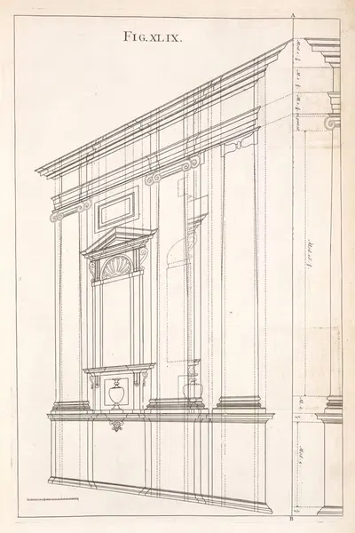 Подъем ионического дизайна в перспективе. by Андреа Поссо, 1707 — digital art print download