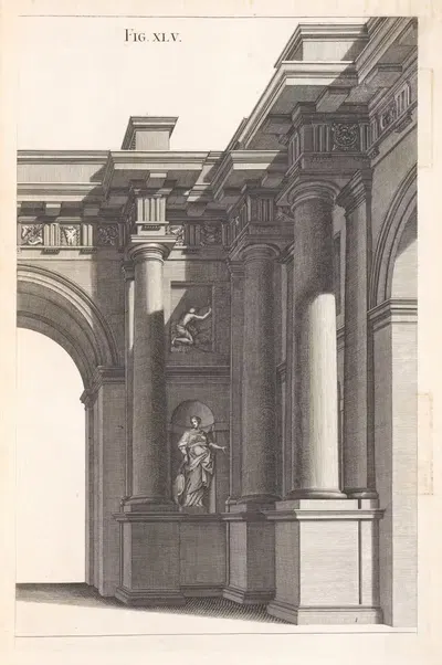 Одна половина дорического дизайна в перспективе. by Андреа Поссо, 1707 — digital art print download