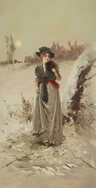 Зимняя девушка by Эдвард Перси Моран, 1891 — digital art print download