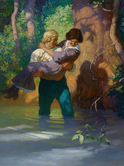 'Не позволяй мне упасть,' умоляла она... by Ньюэлл Конверс Уайет, 1912 — digital art print download