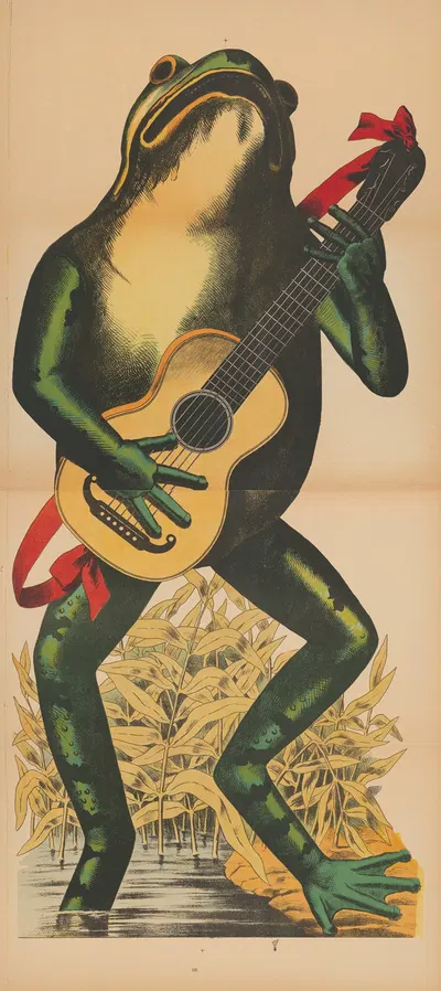 Лягушка играет на гитаре в болоте by Рене Акерманн, 1906-1918 — digital art print download