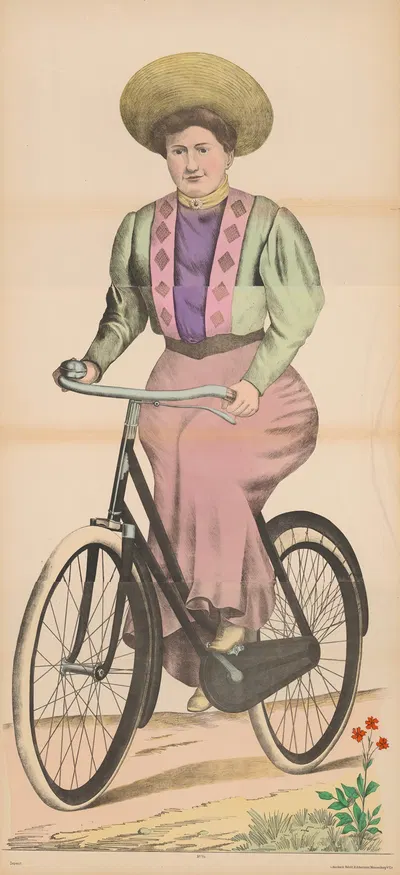 Женщина, едущая на велосипеде by Рене Акерманн, 1906-1918 — digital art print download