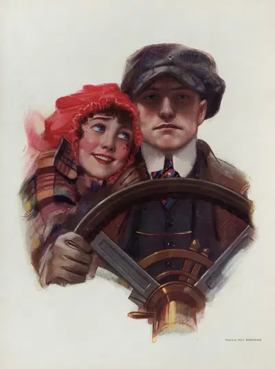 Safety first by Rolf Armstrong, 1914 — digital art print download
