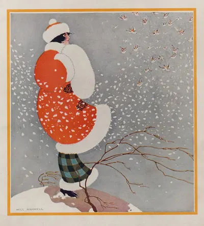 Snow-buntings by Will Hammell, 1914 — digital art print download