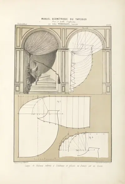 Coup de rideaux relevés à l'Italienne et plissés ou froncés sur un cintre. by Jules Verdellet, 1859 — digital art print…