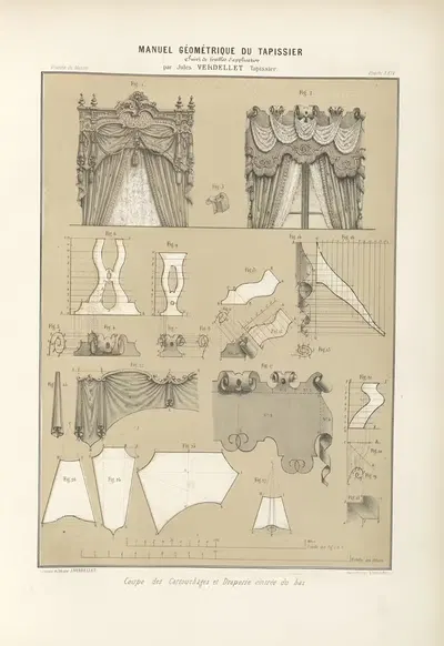 Coupe de cartouchages et draperie cintrée du bas. by Jules Verdellet, 1859 — digital art print download