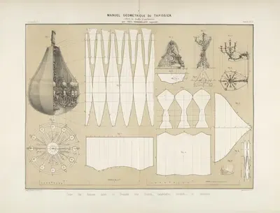 Coupe des housses lisses et froncées pour lustres, candélabres, pendules et grandoles. by Jules Verdellet, 1859 — digital…
