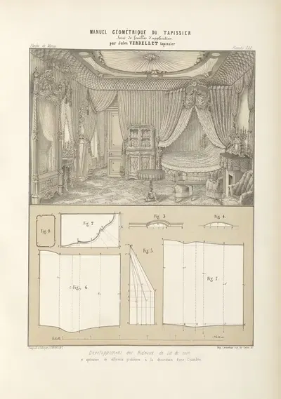 Développement des rideaux de lit de coin et application de différents problèms à décoration d'une chambre. by Jules…