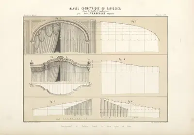 Développement des rideaux froncés sur toute espèce de cintre. by Jules Verdellet, 1859 — digital art print download