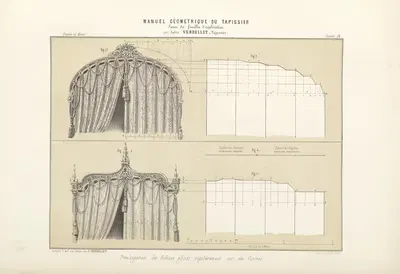Développement des rideaux plissés régulièrement sure des cintres. by Jules Verdellet, 1859 — digital art print download