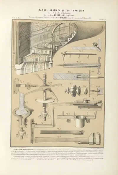 Ferrures et ajustements, brevetés (S.G.D.G.) de la maison Bordeaux, marchand d'ornements, rue St. Sauveur, 12. by Jules…