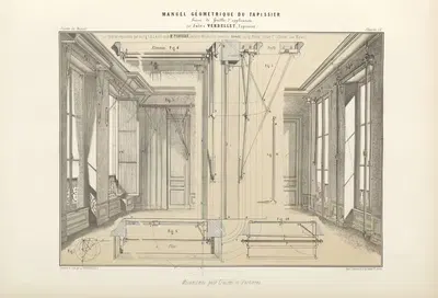 Mécanismes pour croisées et portières. by Jules Verdellet, 1859 — digital art print download