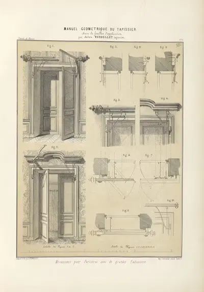Mécanismes pour portières avec grandes embrasures. by Jules Verdellet, 1859 — digital art print download