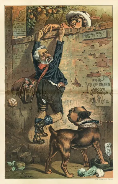 Out of the frying-pan into the fire by Bernhard Gillam, 1884 — digital art print download
