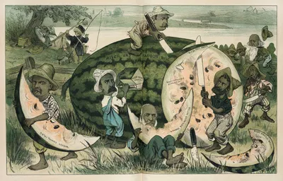 A free feast for the congressional colored boys – they are all after a slice by Frederick Burr Opper, 1882 — digital art…