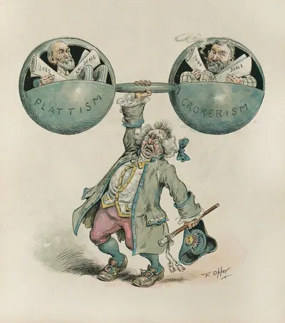 Father Sandow Kickerbocker's terrific feat by Frederick Burr Opper, 1894 — digital art print download