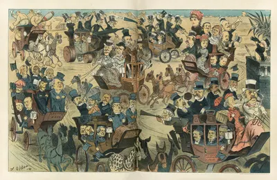 Puck's coaching parade, 1883 by Frederick Burr Opper, 1883 — digital art print download