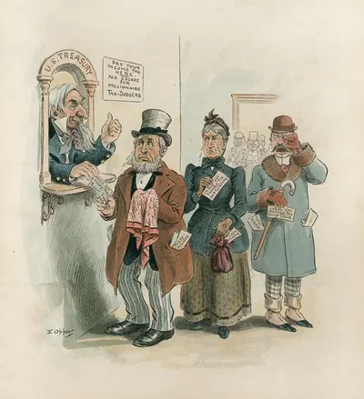'Step up to the captain's office and settle!' by Frederick Burr Opper, 1895 — digital art print download