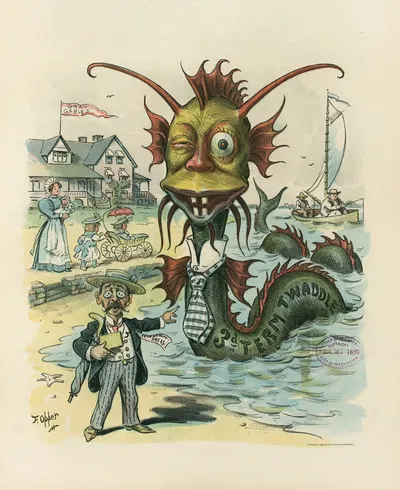 The sea-serpent season upon us again by Frederick Burr Opper, 1895 — digital art print download