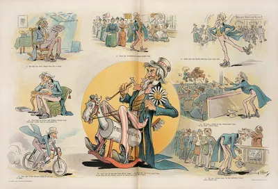 Uncle Sam's 'crazes' past and present by Frederick Burr Opper, 1896 — digital art print download