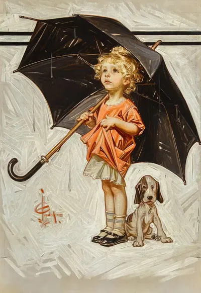 Попал под дождь by Джозеф Кристиан Лейендеккер, 1914 — digital art print download