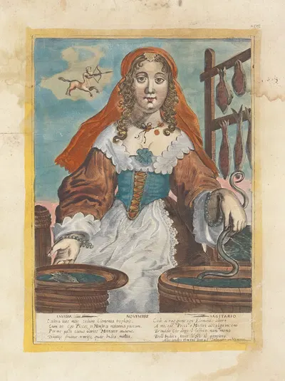 Зависть – Ноябрь – Стрелец by Алессандро Темини, 1600-1699 — digital art print download