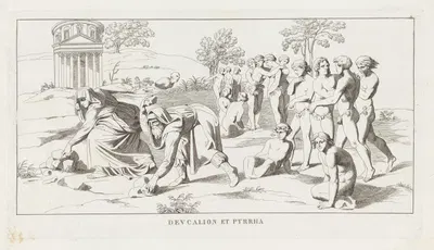 Deucalion et Pyrrha by Джулио Романо, 1825 — digital art print download