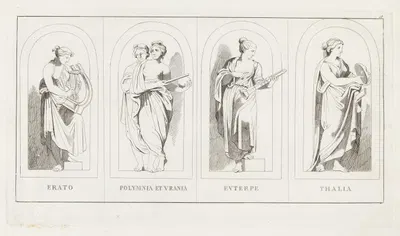 Erato, Polymnia et Vrania, Euterpe, Thalia by Джулио Романо, 1825 — digital art print download