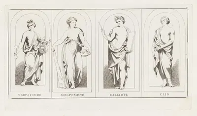 Terpsicore, Melpomene, Calliope, Clio by Джулио Романо, 1825 — digital art print download