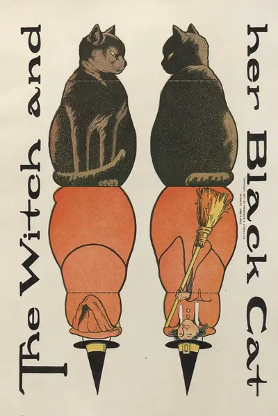 Ведьма и чёрный кот by М.А. Глен, 1907 — digital art print download